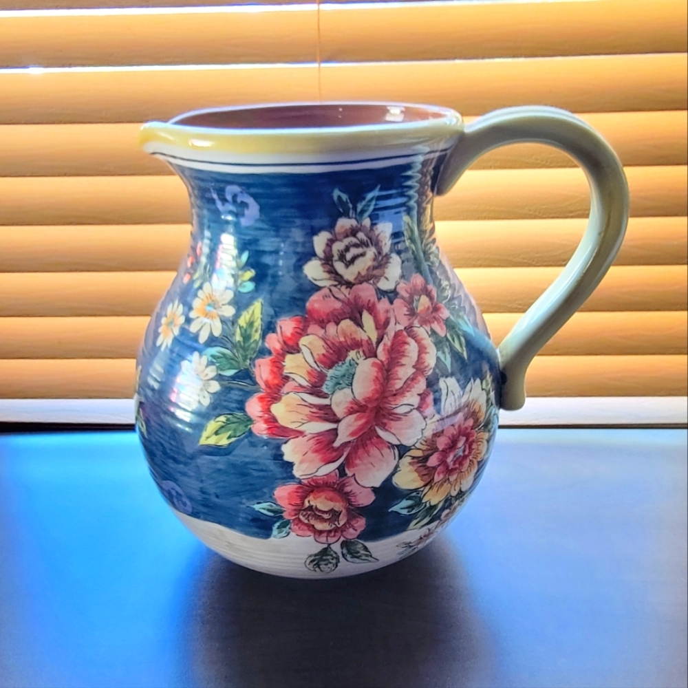 Vintage China 118 Oz Handmade Colorful Floral Pitcher